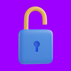 unlock button 3d illustration