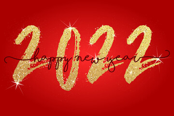 2022 - happy new year 2022 gold text