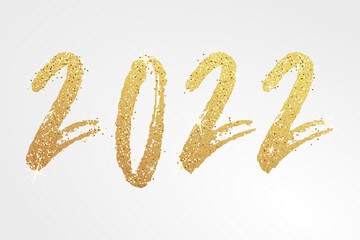 2022 banner with gold text, glitter an stars - perfect for a website - obrazy, fototapety, plakaty