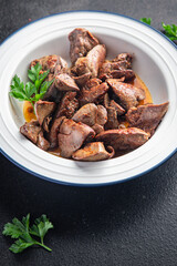 chicken liver offal fried stewed meal snack copy space food background 