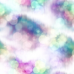 Seamless seventies tie dye bokeh texture. Hippie summer repeat background with ink dyed effect. 