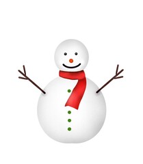 A snowman with a red scarf and green bottoms 