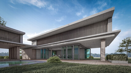 3D rendering illustration of modern house 