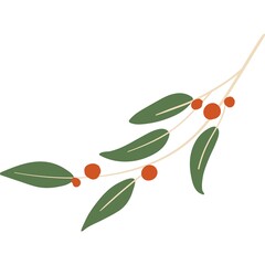 Rowan tree branch icon red berry twig vector © Wanlee