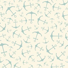 Nautical seamless pattern with geometric ship anchors