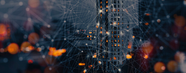 Innovation future Wireless network and Connection technology concept with Abstract city background