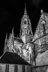 Black White Cathedral Church Bayeux Normandy France