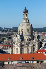 Fotobehang Frauenkirche, Dresden, oben auf die Stadt © pawlography