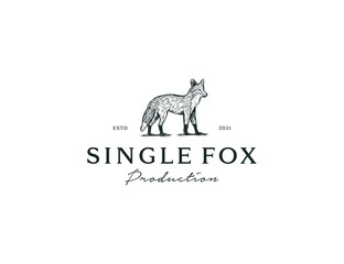 Vntage single Fox logo template.