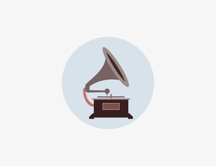 Gramophone, music icon. Vector illustration. Flat design.