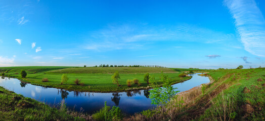Panoramic view of river bend