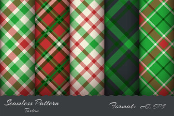 Set seamless pattern retro tartan