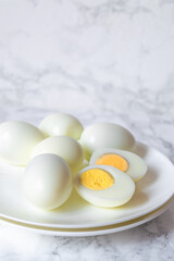 Close up  chicken eggs on a plate