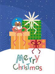 Christmas and holiday season - Blue card gift illustration