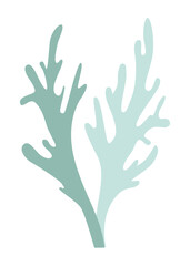 Two sprigs of lichen algae or seaweed, abstract plant for logo