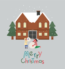 Obraz na płótnie Canvas Christmas and holiday season - Family card design