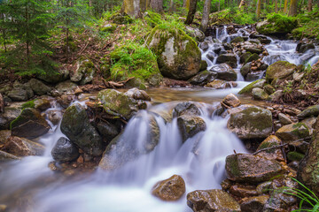 Waterfall in Arkhyz Resort. Karachaevo-Cherkessiya. Caucasus. Russia