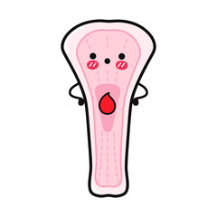 Cute sad menstrual pad character. Vector hand drawn cartoon kawaii character illustration icon. Isolated on white background. Menstrual pad character concept