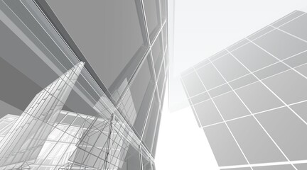 Fototapeta na wymiar Architecture digital drawing 3d illustration