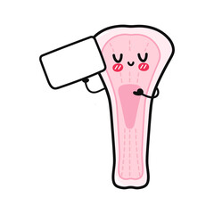 Cute funny menstrual pad with poster. Vector hand drawn cartoon kawaii character illustration icon. Isolated on white background. Menstrual pad think concept