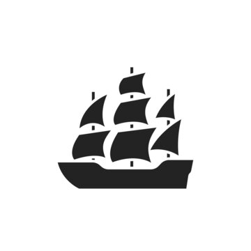 old sailing ship icon. classic sea transport symbol