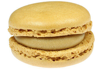 macaron with mocha flavor isolated on white background