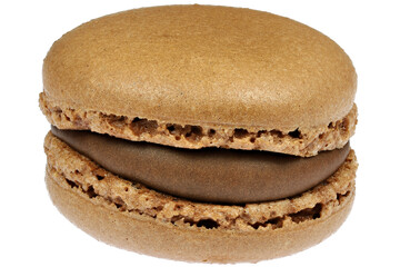 macaron with chocolate flavor isolated on white background