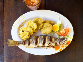 Typical fried fish plate in Pamana.