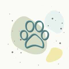 Vector icon animal paw imprint. Paw illustration on multicolored background.
