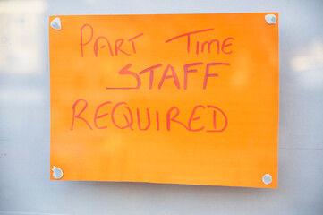 Part time staff required job vacancy sign