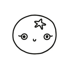 Cute kawaii blueberry with eyes and a smile. Blue berries, healthy food. Cartoon baby blueberry character image. Isolated fully editable vector line illustration on white background.