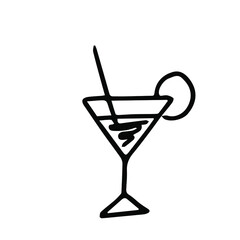 Hand drawn cocktail, one element, isolate on white background