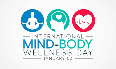International Mind and Body wellness day is observed every year on January 3rd, to remind people of the importance of wellness. Vector illustration