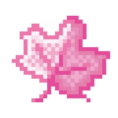 Maple leaf pixel art. Vector illustration.