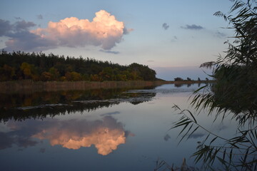sunset over the lake