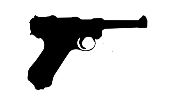 recommend clip art: Luger P08 Gun Silhouette Pistol Outline