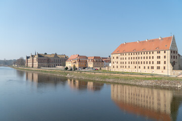 Fototapeta na wymiar Grimma in Saxony, Germany from the other side of the River Mulde