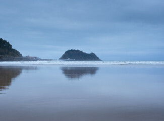 Beach of Zarautz with Getaria in the background, Euskadi