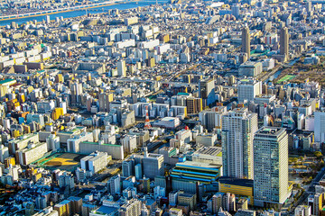 high view of a Tokyo city оn the Sunset