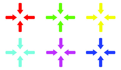 Obraz premium Colorful Four Side Arrow. Four direction arrow icon illustration isolated vector sign symbol for your project. Simple pointing arrows. Flat design style. Vector icon on white background