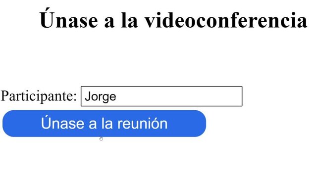 Spanish. Typing Participant Name Into Video Conference Login. Mouse Cursor Slides Over And Clicks Join Meeting to Sign In. Cursor Clicking Joining Gathering Online on the Internet.