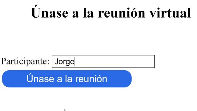 Spanish. Typing Participant Name Into Virtual Meeting Login. Mouse Cursor Slides Over And Clicks Join Virtual Reality Meeting to Sign In. Cursor Clicking Joining Gathering Online on the Internet.