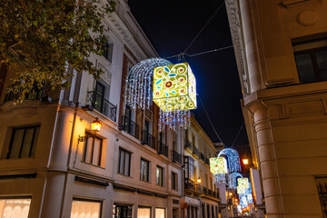 Christmas decoration in Tetuan street, Seville, Andalusia, Spain