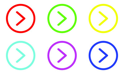 Colorful Right Arrow Vector Icon. Right arrow button icon. Arrow icons graphic design vector sign symbol for your project. Vector icon on white background.