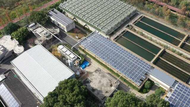 Sewage treatment plant with solar power station