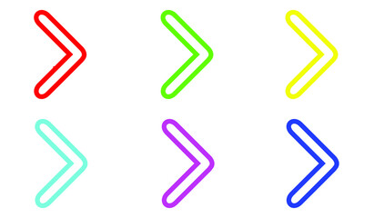 Right arrow vector icon. Colorful Arrow next icon sign symbol vector. Flat design style. Vector icon on white background