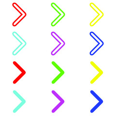 Right arrow vector icon. Colorful Arrow next icon sign symbol vector. Flat design style. Vector icon on white background