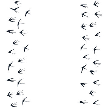 Flying martlet birds silhouettes vector illustration. Nomadic martlets swarm isolated on white.