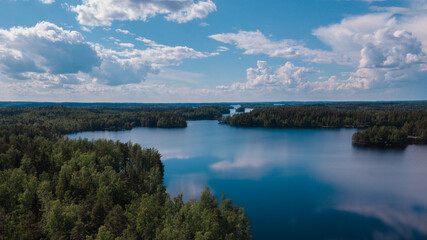 Aerial view of Lummenne lake in Päijät-Häme and Pirkanmaa, Finland