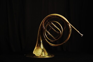 Ein Alter Horn auf schwarzem Hintergrund.